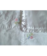 Carter&#39;s White Cotton Squares Sweet Daisy w/Flowers Satin Baby Girl Blanket - €19,08 EUR