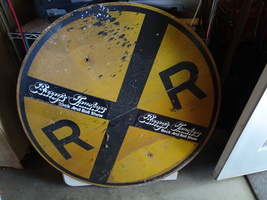 Railroad Crossing 36&quot; Round Yellow Metal Train Sign/Barry&#39;s Truckers Nostalgia - £120.64 GBP