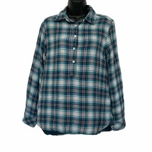 Lee Riders Plaid Button Front Blouse Blue Womens Size Small - $13.33
