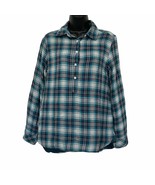 Lee Riders Plaid Button Front Blouse Blue Womens Size Small - $13.33