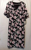 NWT - RACHEL ROY Women&#39;s FLORAL Lace Black &amp; Pink BACK-ZIP DRESS - Medium - £13.14 GBP