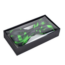 Men&#39;s Banded Bow Tie Black With Green Marijuana Leaves Celebrate 420 New... - £9.97 GBP