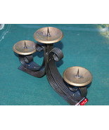 VINTAGE SOVIET RUSSIAN USSR DECORATIVE WHOLE METAL TRIPLE CANDLE HOLDER - €44,32 EUR