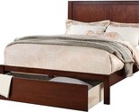 Benjara Kali Platform California King Panel Bed, Storage Drawer, Cherry ... - $1,691.99