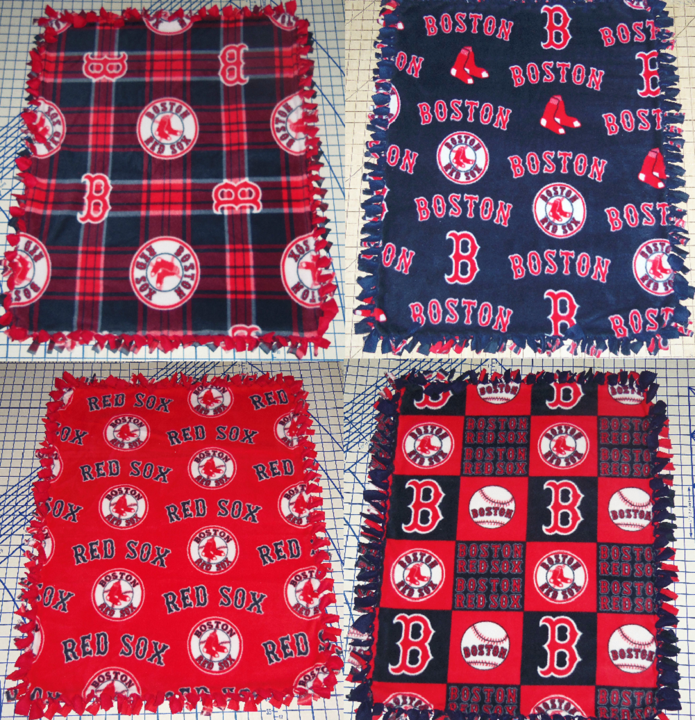 Boston Red Sox Fleece Baby Blanket Pet Dog Hand Tied Size About 30" x 24" MLB - £34.25 GBP