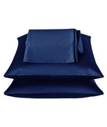 2 Pieces of 350TC Solid Navy Blue Soft Silky Satin Pillow Cases for Full... - €8,59 EUR
