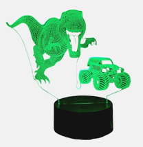 T-Rex Dinosaur Jurassic Park Night Light Lamp 3D Chasing Jeep 7 Color Changes - £22.64 GBP