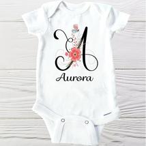 Personalized  baby onesie  | custom baby onesie|  girl floral name onesie  - £10.29 GBP