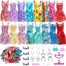 42 Pack For Barbie Doll Clothes Party Gown Outfit Shoe Glass Necklace Fo... - £7.85 GBP