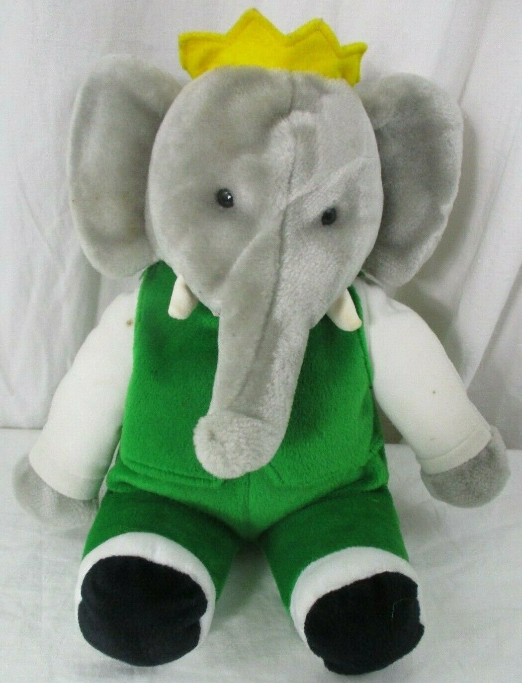 Vintage Gund BABAR King of the Elephants Plush Stuffed Crown Green Suit ... - $10.39