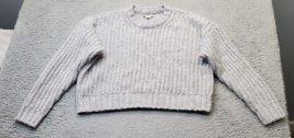 American Eagle Outfitters Sweater Womens Small Gray Cable Knit Cropped Crew Neck - $18.49