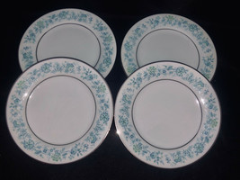 Noritake Milford Bread Butter Plates Set of 4 2227 Blue Floral Porcelain - £19.48 GBP