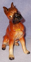 Vintage Porcelain Boxer Dog Figurine Sitting 8 inches - $15.95