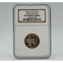 2000 S Clad Massachusetts État Statehood Quarts 25C NGC PF69 Ultra Camée - £22.99 GBP