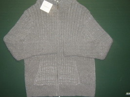 Nwts Croft &amp; Barrow Womens medium M gray &amp; sparkle cotton full zipper sw... - $22.00