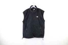 Vtg 90s The North Face Mens XL Distressed Spell Out Fleece Vest Jacket USA Black - £61.91 GBP