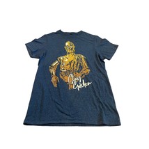 C-3po Star Wars Mens Graphic T-Shirt Navy Heathered Stay Golden Crew Neck Tee S - £8.89 GBP