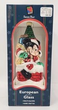 Vtg Disney 1997 Mickey Mouse Santa Blown glass Christmas ornament Large 7” Tall - $24.99