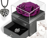 Mother&#39;s Day Gifts for Mom Her Wife, Preserved Purple Rose in a Box, Ros... - $38.44