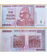 Zimbabwe 5 Billion Dollar Bank Note, Circulated in Great Condition - $2.95