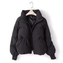 ZACK RAIN Women Black Stand-up Collar quilted Cotton Jacket 2022 Fall/Winter Lad - £71.18 GBP