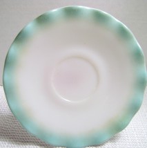 Vintage Hazel Atlas Aqua Blue Ruffled  &quot;Crinoline&quot; Saucer - £9.56 GBP