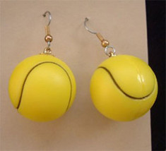 Huge Funky Tennis Ball Softball Earrings Sports Game Team Coach Costume Jewelry - £5.49 GBP