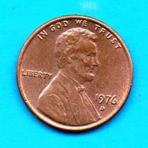 Moderately Circulated 1976 D Lincoln Penny  - $0.01
