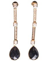 Daniela Swaebe 18K Gold-Plated CZ Crystal &amp; Blue Goldstone Drop Linear Earrings - £23.03 GBP