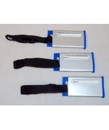 Luggage Tags ~ Set of 3, Aluminum &amp; Blue Silicone, Webbing Strap, Buckle... - £7.70 GBP