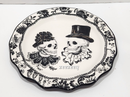 (1) Halloween Potters Studio Skeleton Couple Salad Side Plates 8.25&quot; - £15.81 GBP