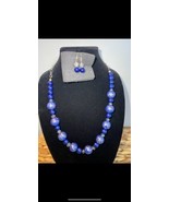 Necklace Graduated Blue Silver Lapis Inspired Beads Jewelry Set Jewelry ... - £6.31 GBP