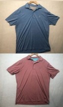 Johnnie-O Newton Short Sleeved Polo Shirt Lot of 2 Blue &amp; Pink Stripe Me... - $39.19