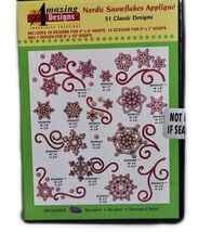 Amazing Designs Nordic Snowflakes Applique 31 Classic Designs CD Rom, AD... - $30.95