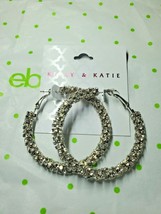 Kelly &amp; Katie Fashion Earrings Silver Tone Simulated Diamond Large Hoop Earrings - £11.16 GBP