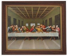 Last Supper, Da Vinci, Framed Print 10 X 12.5&quot;, Plus Two FREE Prayer Cards - £15.44 GBP