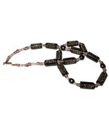 Colored Bead Necklace with Black, Pink, Gray, and Clear Beads - £13.33 GBP