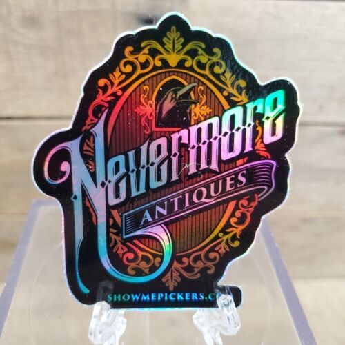 Holographic Nevermore Antiques Sticker 2.75&quot; X2.5&quot; - $0.99