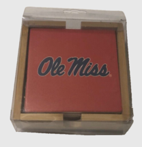 Ole Miss SEC Cork Back Red Ceramic Coasters 2017 Memory Square NCAA Set of 4 New - £9.84 GBP