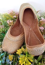 Women Bellies Indian Jutti leather Wedding Party Gold Cushioned US Size 5-10 DLY - £25.41 GBP