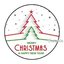 30 Merry Christmas Envelope Seals Labels Stickers 1.5&quot; Round Happy New Year - £5.60 GBP