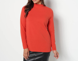 Joan Rivers Wardrobe Builders Knit Mock Neck Top RED, LARGE - £18.18 GBP