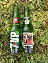 7 Up Vintage ACL 12 Fluid Ounces Soda  Bottle lot of 2 and a 10 ounce 7 up. - $18.19