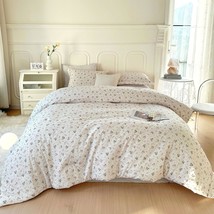 Eavd Vintage Style Garden Pink Floral Bedding Full Size Comfortet Set Boho Soft - £57.50 GBP