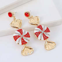 Red &amp; Cubic Zirconia &amp; White Enamel Pavé Tiered Candy Drop Earrings - £11.14 GBP