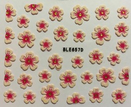Nail Art 3D Decal Stickers White &amp; Pink Flowers BLE657D - £2.57 GBP