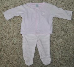 Girls Outfit Baby Beginnings Pink Cardigan &amp; Pink Striped Pants 2 Pc- 6/9 months - £3.91 GBP
