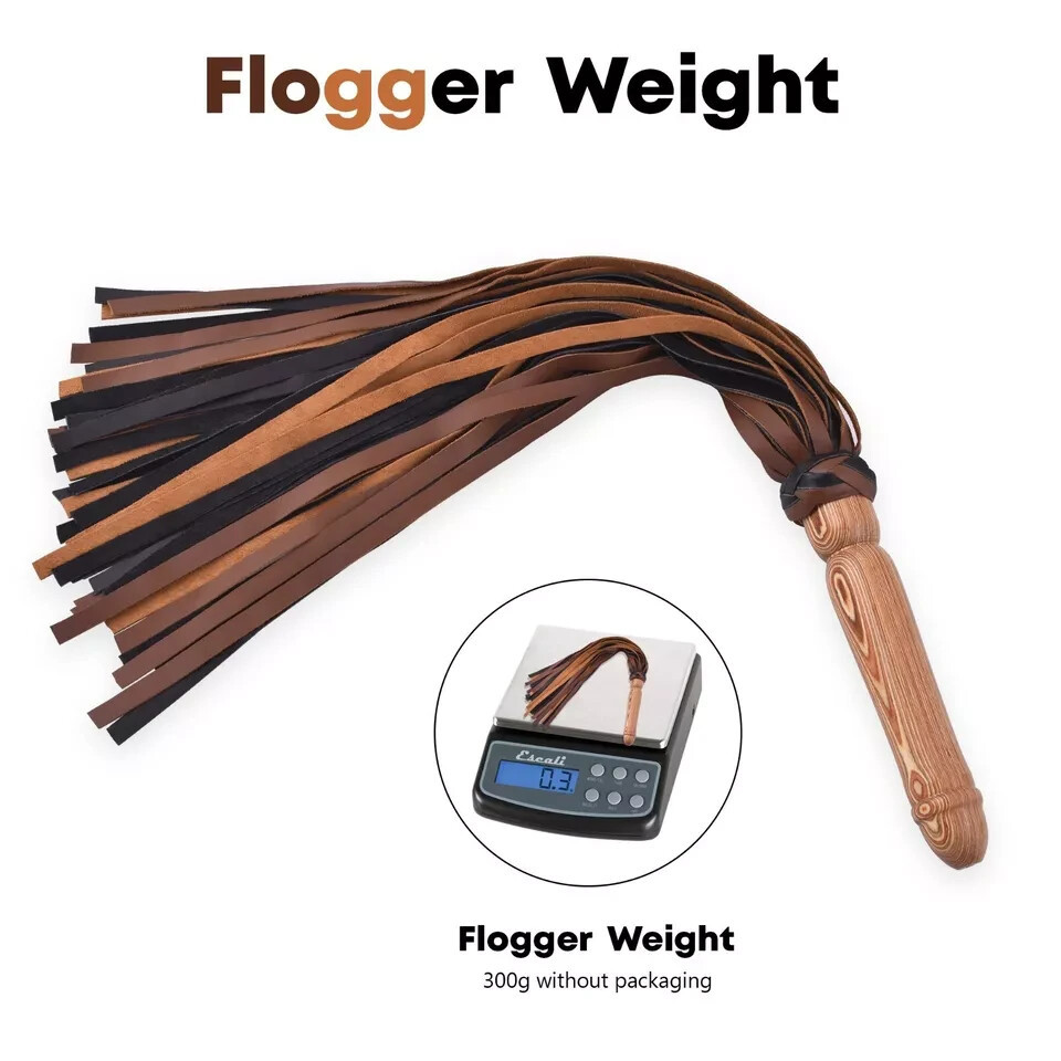 Heavy-Duty Brown Leather Flogger 50 Tails of Genuine Cowhide - $33.99
