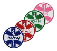 The Star of Life Personalize Custom Embroidered EMT AEMT Name Tag Iron on Patch - $10.47+