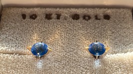 Vintage BDA 10k Gold Blue Topaz? Pierced Earrings Budlong Docherty Armst... - $112.49